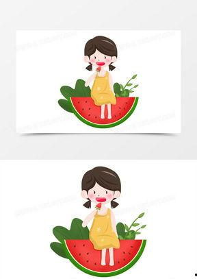 女生漫画吃瓜图片,女生视角下的悠闲时光